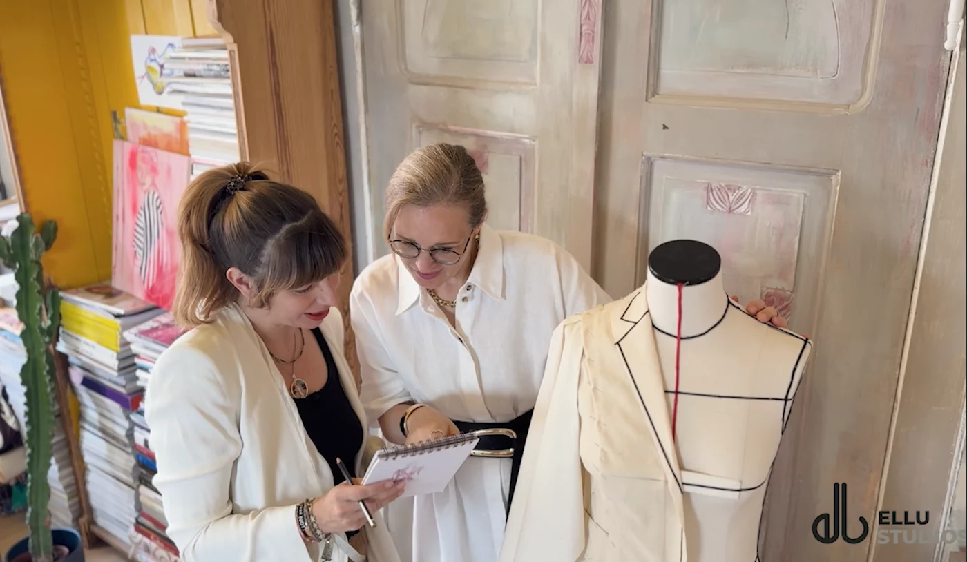 Schnittkonstruktion an der Schneiderbüste – Online lernen bei ELLU Studios mit Elise und Luise